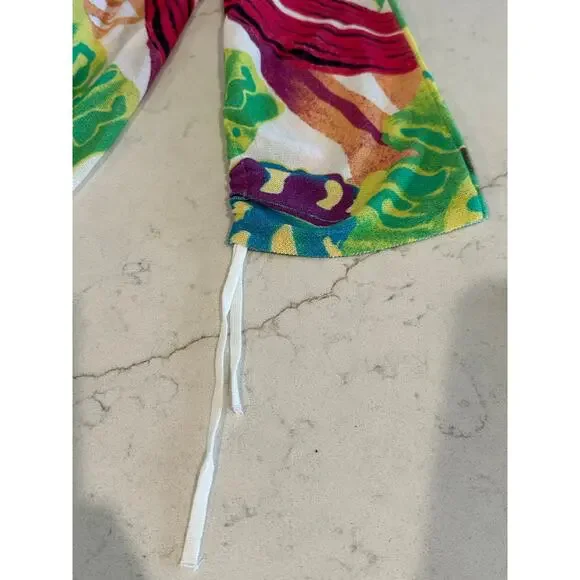 Chicos Top Duster Coverup Colorful Tropical Floral Print Resort Beach Large - Picture 7 of 9